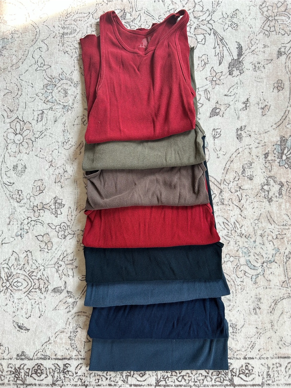 Fruit of the Loom 8 Bundle Ribbed Long Tank Tops